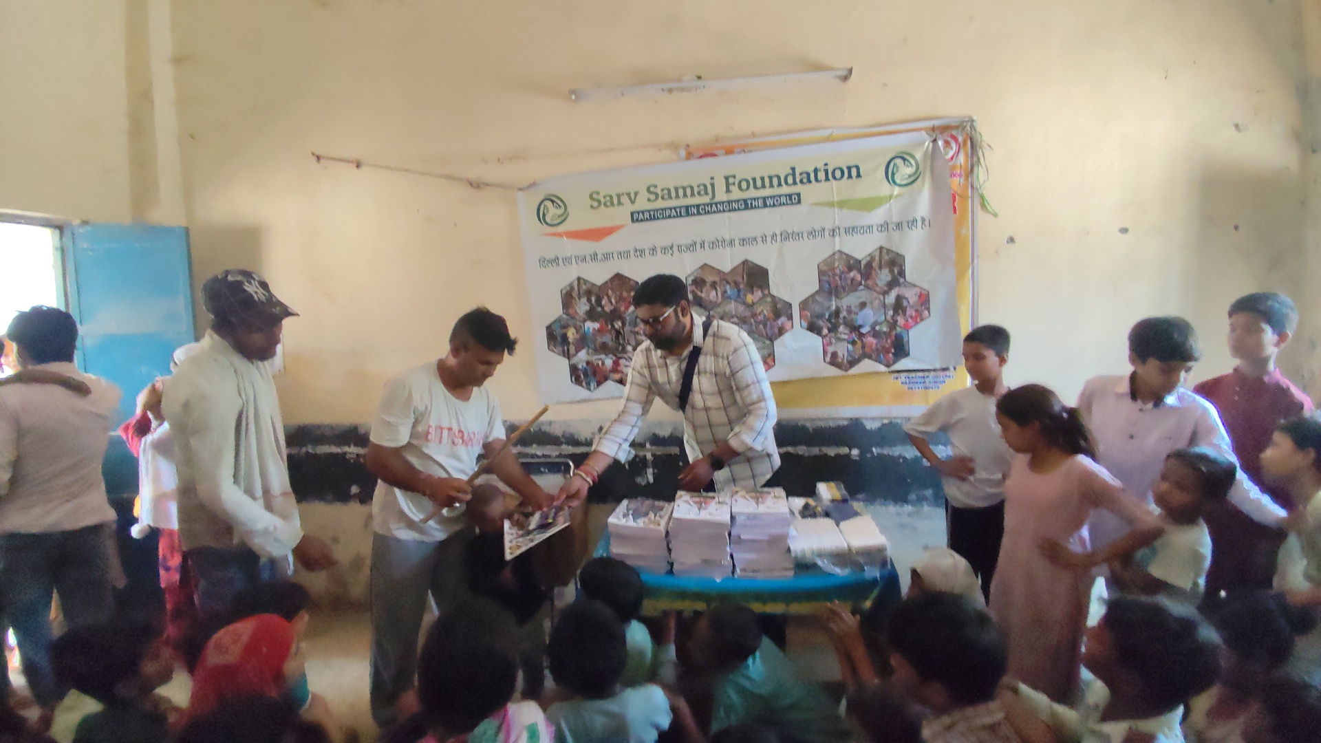 Distribution of study materials and ice cream